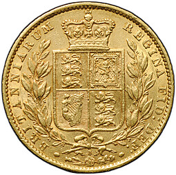 Монета 1 фунт (соверен) 1869 8 Великобритания