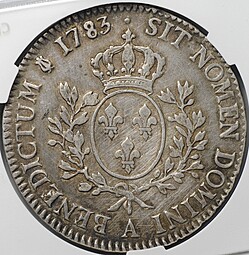 Монета 1 экю 1783 A Париж Франция слаб CPRC XF Det.