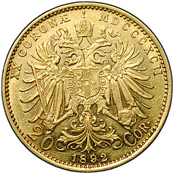 Монета 20 крон 1892 Австрия