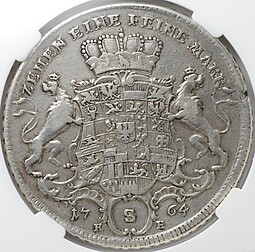 Монета 1 талер 1764 Бранденбург-Ансбах слаб ННР XF 40
