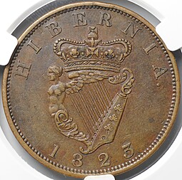Монета 1 пенни 1823 Ирландия слаб CPRC XF 40 BN