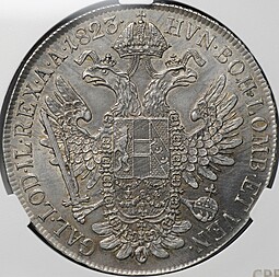 Монета 1 талер 1823 A Вена Австрия слаб CPRC AU 55