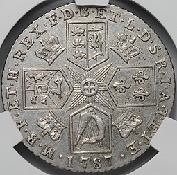 Монета 1 шиллинг 1787 Великобритания слаб CPRC AU 55 BN