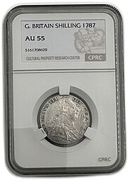 Монета 1 шиллинг 1787 Великобритания слаб CPRC AU 55 BN