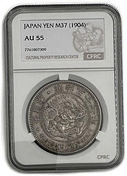 Монета 1 йена 1904 Япония слаб CPRC AU 55