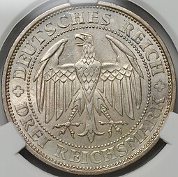 Монета 3 рейхсмарки (марки) 1929 1000 лет Мейсену Германия слаб CPRC MS 64