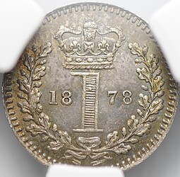 Монета 1 пенни 1878 Maundy PL Великобритания слаб CPRC MS 65