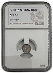 Монета 1 пенни 1878 Maundy PL Великобритания слаб CPRC MS 65