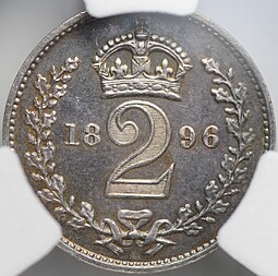 Монета 2 пенса 1896 Maundy PL Великобритания слаб CPRC MS 63