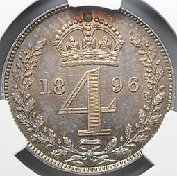 Монета 4 пенса 1896 Maundy PL Великобритания слаб CPRC MS 64