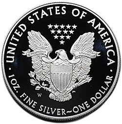 Монета 1 доллар 2011 W Американский серебряный орёл (шагающая свобода) PROOF США