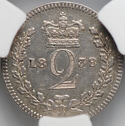 Монета 2 пенса 1838 Великобритания слаб CPRC AU 53