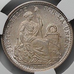 Монета 1 динеро 1904 Перу слаб CPRC MS 64