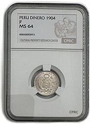 Монета 1 динеро 1904 Перу слаб CPRC MS 64