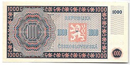 Банкнота 1000 крон 1945 Образец Чехословакия