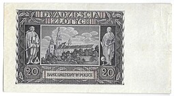 Банкнота 20 злотых 1940 оккупация Германия Третий Рейх Польша