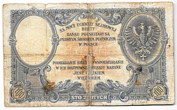 Банкнота 100 злотых 1919 Польша