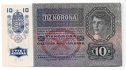Банкнота 10 крон 1915 надпечатка Германской империи 1919 Австрия 