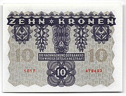 Банкнота 10 крон 1922 Австрия