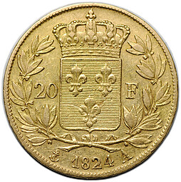 Монета 20 франков 1824 А Франция