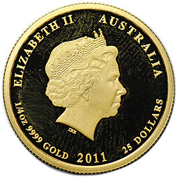 Монета 25 долларов 2011 Год кролика PROOF Лунар Австралия