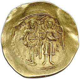 Монета Гиперперон 1185-1195 Исаак II Ангел Византия
