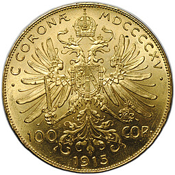 Монета 100 крон 1915 Австрия
