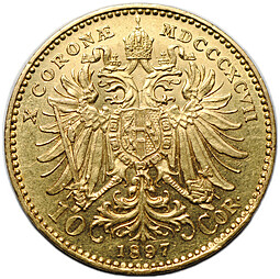 Монета 10 крон 1897 Австрия