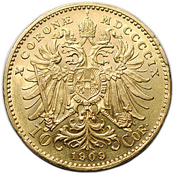 Монета 10 крон 1909 Австро-Венгрия Австрия