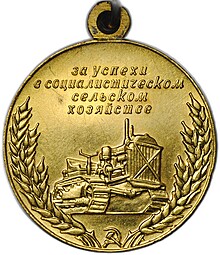 Большая золотая медаль ВСХВ 1955 За успехи Всесоюзная сельскохозяйственная выставка без номера ВДНХ