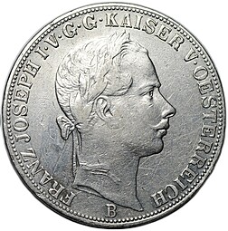 Монета 1 союзный талер 1858 B Кремница Австрия