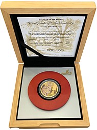 Монета 25 долларов 2011 Год Кролика Острова Кука (футляр)
