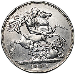 Монета 1 крона 1893 LVI Великобритания