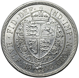 Монета 1/2 кроны 1893 Великобритания