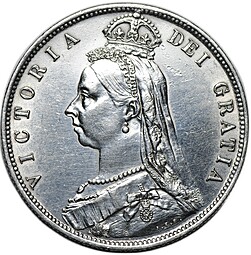Монета 1/2 кроны 1887 новый портрет Великобритания