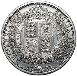 Монета 1/2 кроны 1887 новый портрет Великобритания