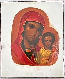 Икона Пресвятая Богородица Казанская 26х21см XIX - нач. XX века (1894 ?) оклад серебро 84 пробы