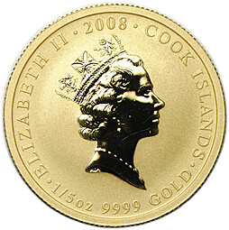 Монета 20 долларов 2008 Пионы Острова Кука