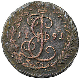 Монета Денга 1791 КМ