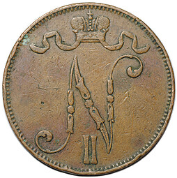 Монета 5 пенни 1906 Русская Финляндия