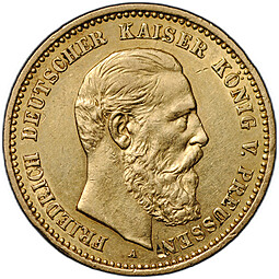 Монета 10 марок 1888 A Фридрих III Германия Пруссия