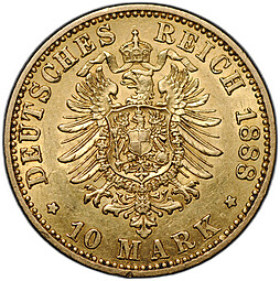 Монета 10 марок 1888 A Фридрих III Германия Пруссия