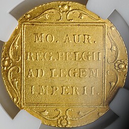 Монета 1 дукат 1838 имитация Санкт-Петербургский монетный двор Нидерланды слаб ННР AU Det.