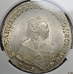 Монета 1 рубль 1749 ММД слаб CPRC MS 62