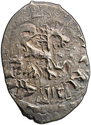 Монета Денга 1460 - 1510 Довмонт Д | Барс вправо Псковская республика Псков