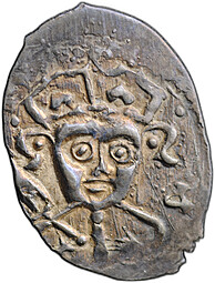Монета Денга 1460 - 1510 Довмонт Д | Барс вправо Псковская республика Псков