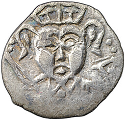 Монета Денга 1425-1460 Довмонт Д | Легенда Псковская республика Псков