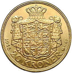 Монета 20 крон 1913 Дания
