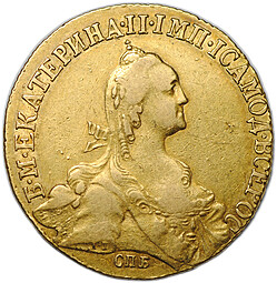 Монета 10 рублей 1772 СПБ TI