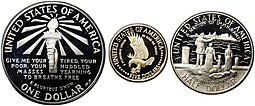 Набор 1/2, 1, 5 долларов 1986 100 лет Статуе Свободы PROOF США 3 монеты